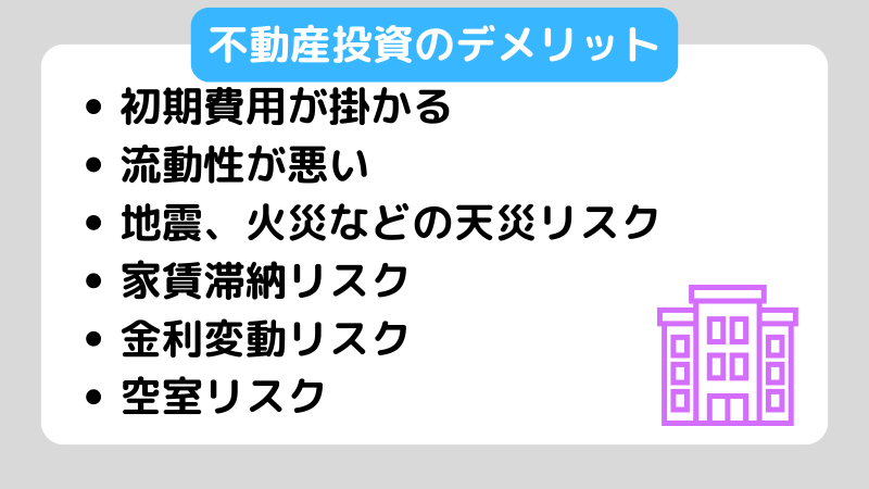 不動産投資のデメリット