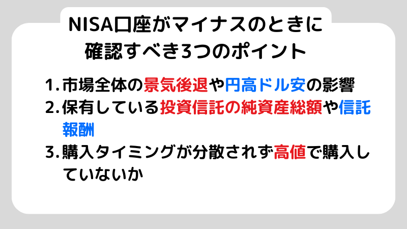 nisaの口座がマイナスになったときに確認すべき3つのポイント